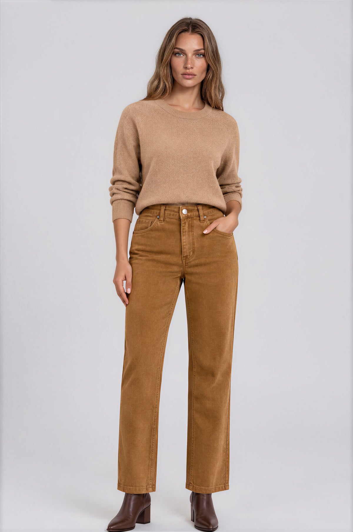 5-Pocket Straight Leg Corduroy Pant in Maple | Carreli Jeans®