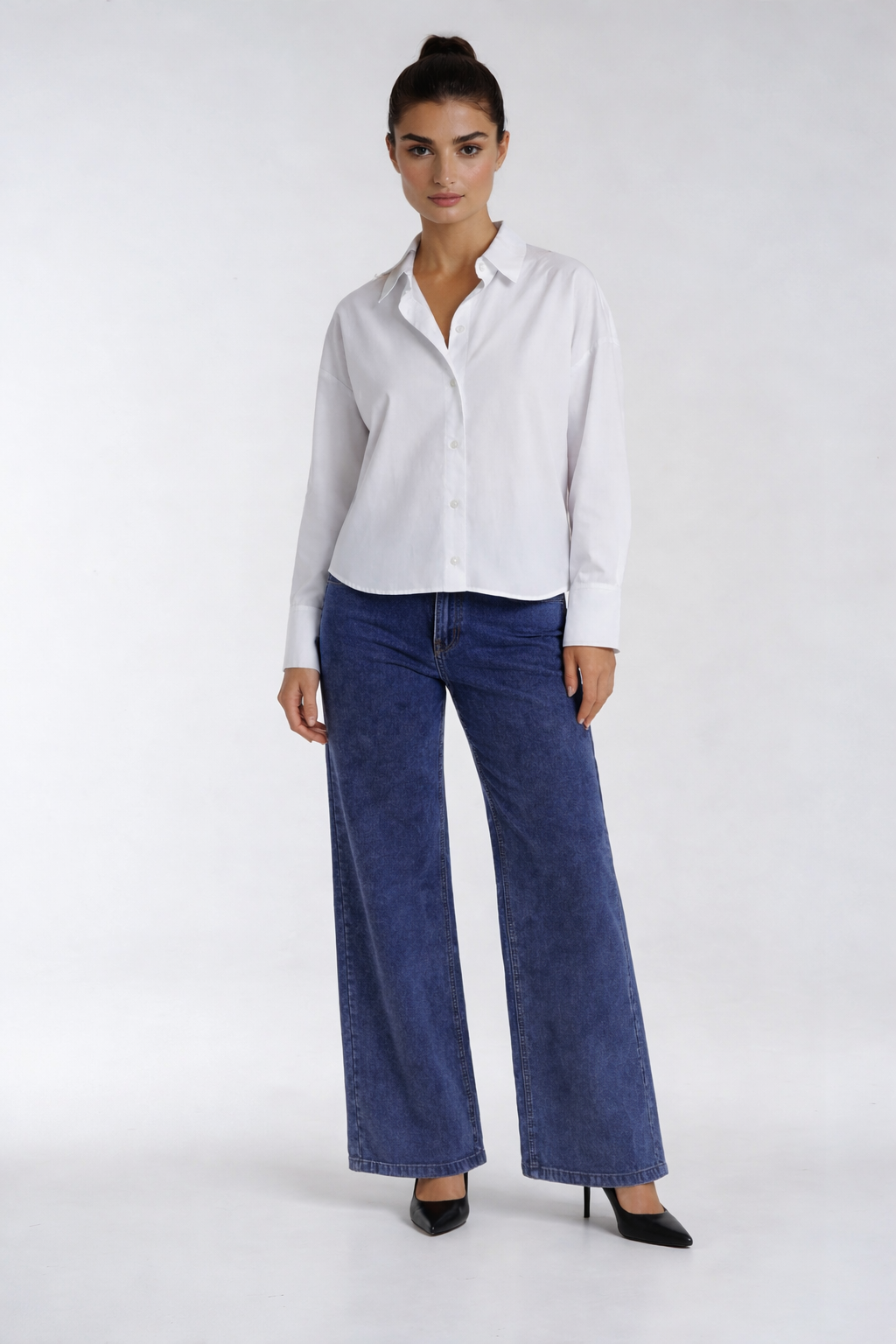 5-Pocket Wide Leg Corduroy Pant with Snow Wash Effect | Carreli Jeans®