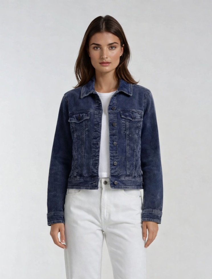 Classic Crop Corduroy Jacket in Snow Wash | Carreli Jeans®