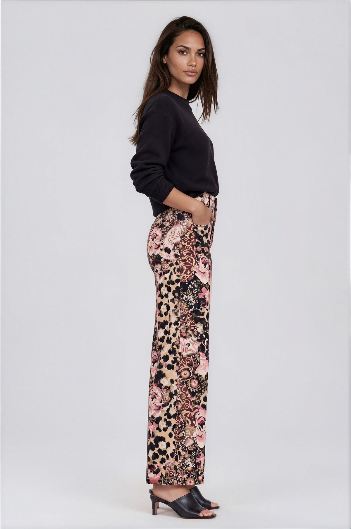 5-Pocket Straight Leg Corduroy Pant in Patchwork Print | Carreli Jeans®