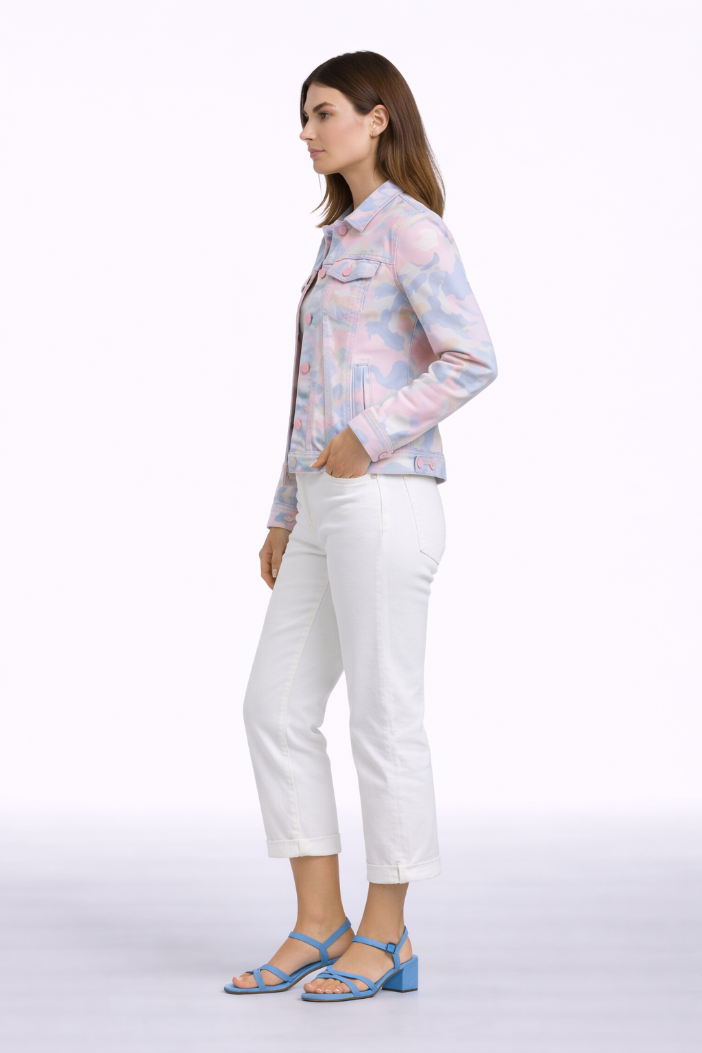 Floral Print Stretch Denim Jacket – Classic Fit | Carreli Jeans®