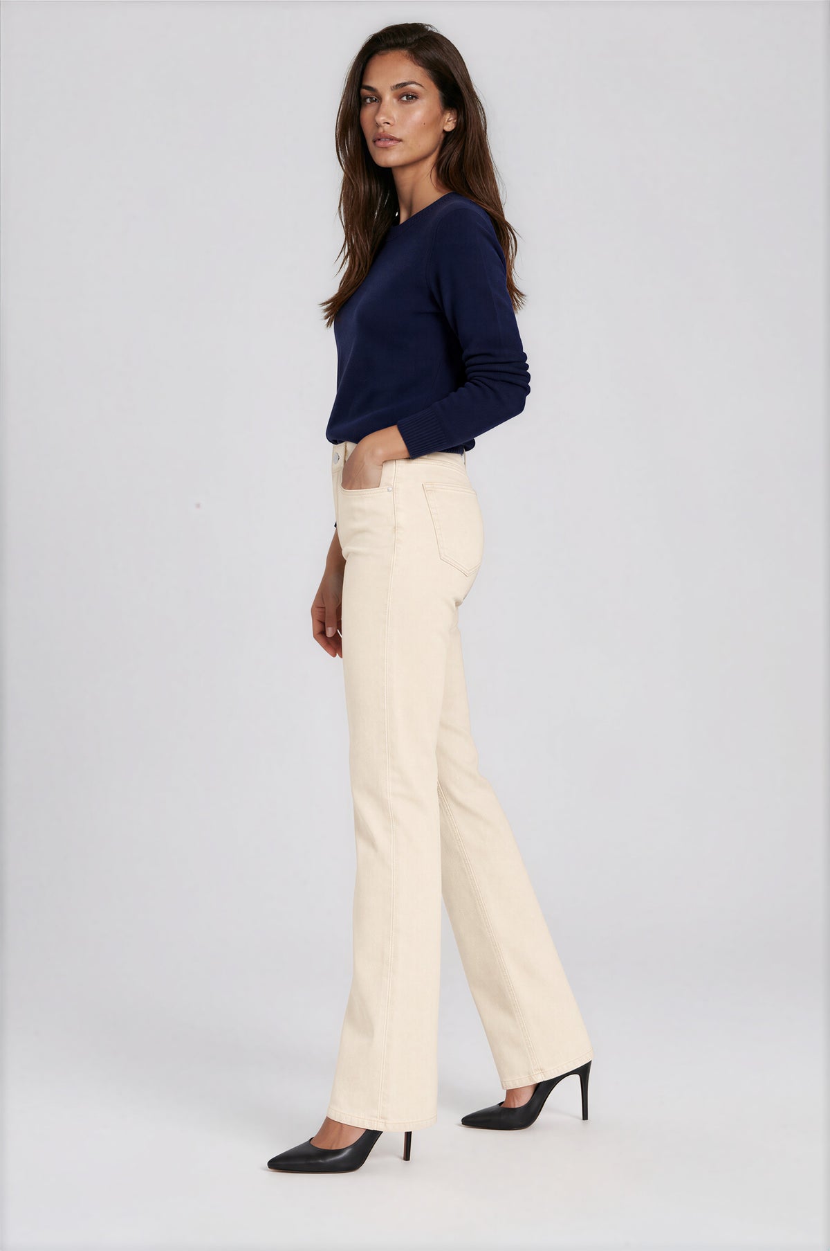 Beige Color Premium Denim Baby Boot-Cut Leg | Carreli Jeans®