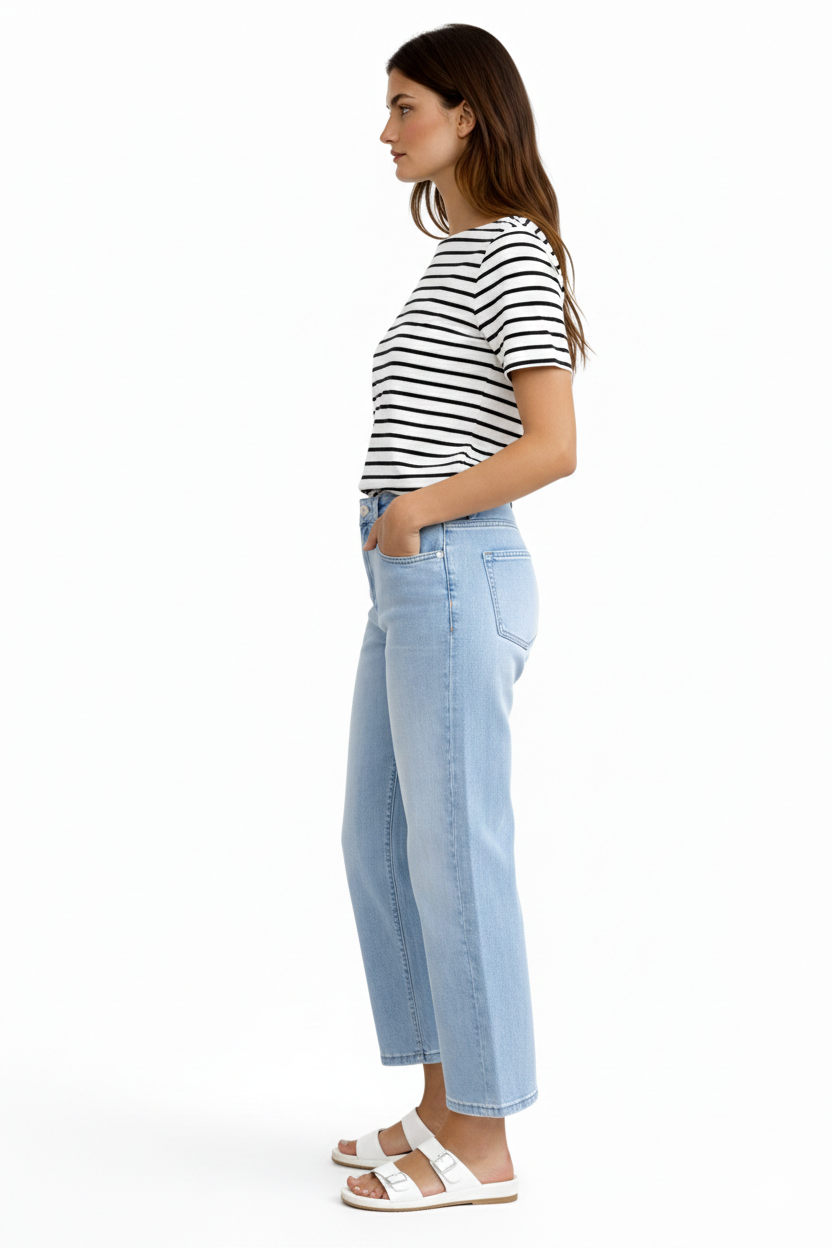 Bleach Wash Premium Denim Ankle Kick Flair | Carreli Jeans®