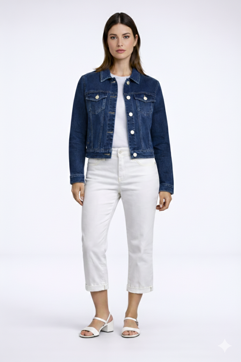 Dark Stone Premium Denim Jacket – Cropped Fit | Carreli Jeans®