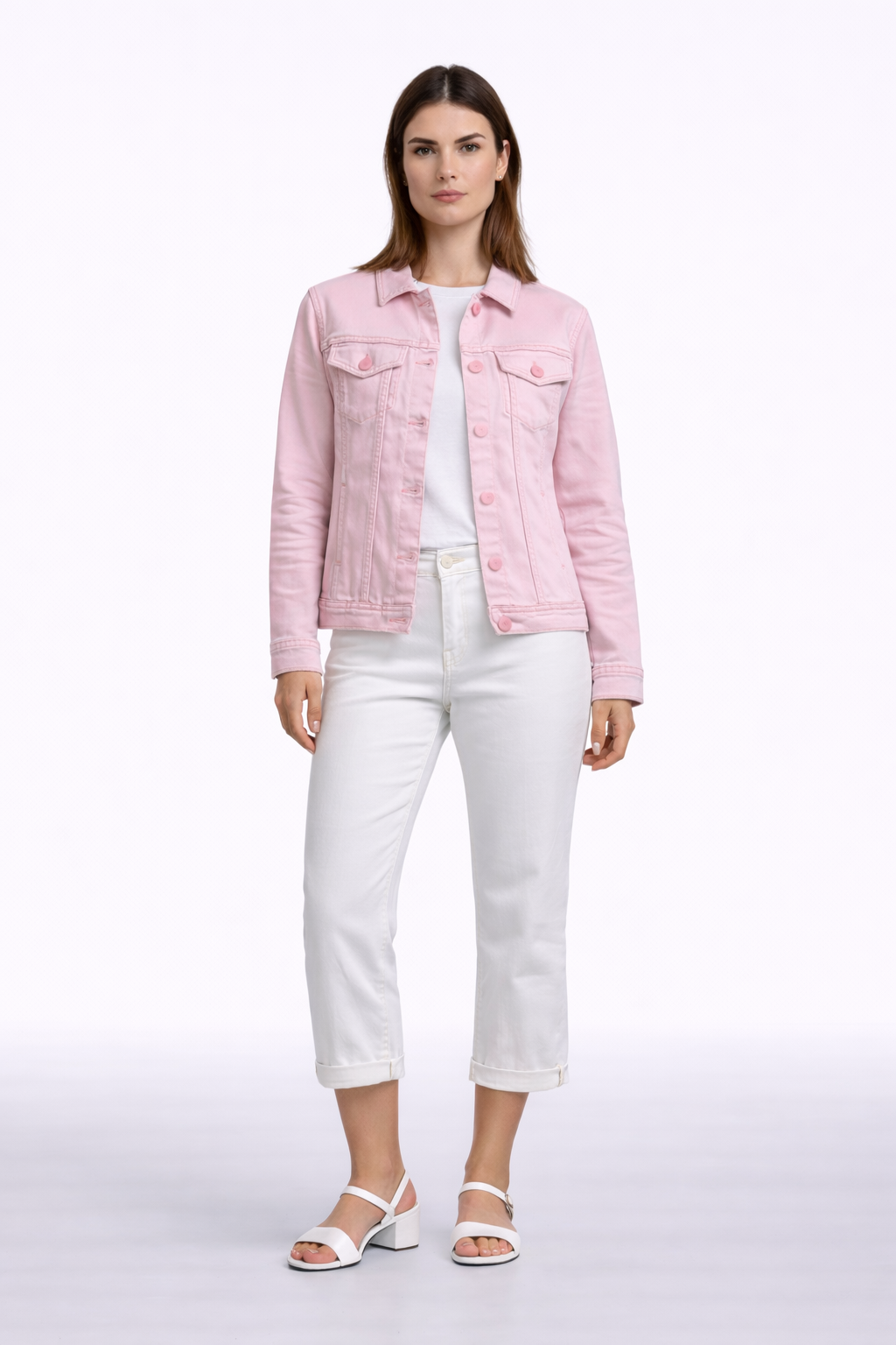 Heavenly Pink Stretch Denim Jacket – Classic Fit | Carreli Jeans®