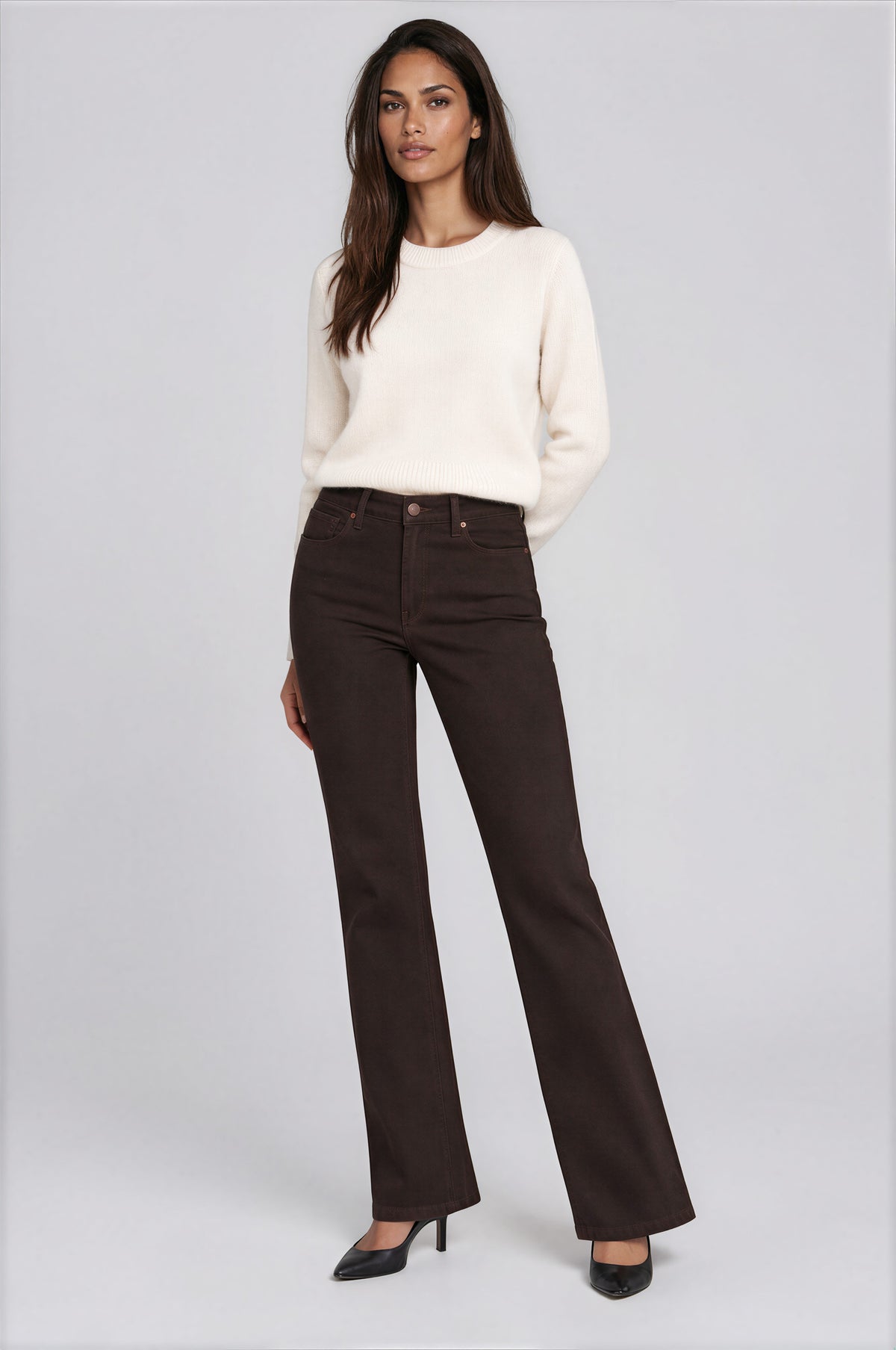 Coffee Color Premium Denim Baby Boot-Cut Leg | Carreli Jeans®