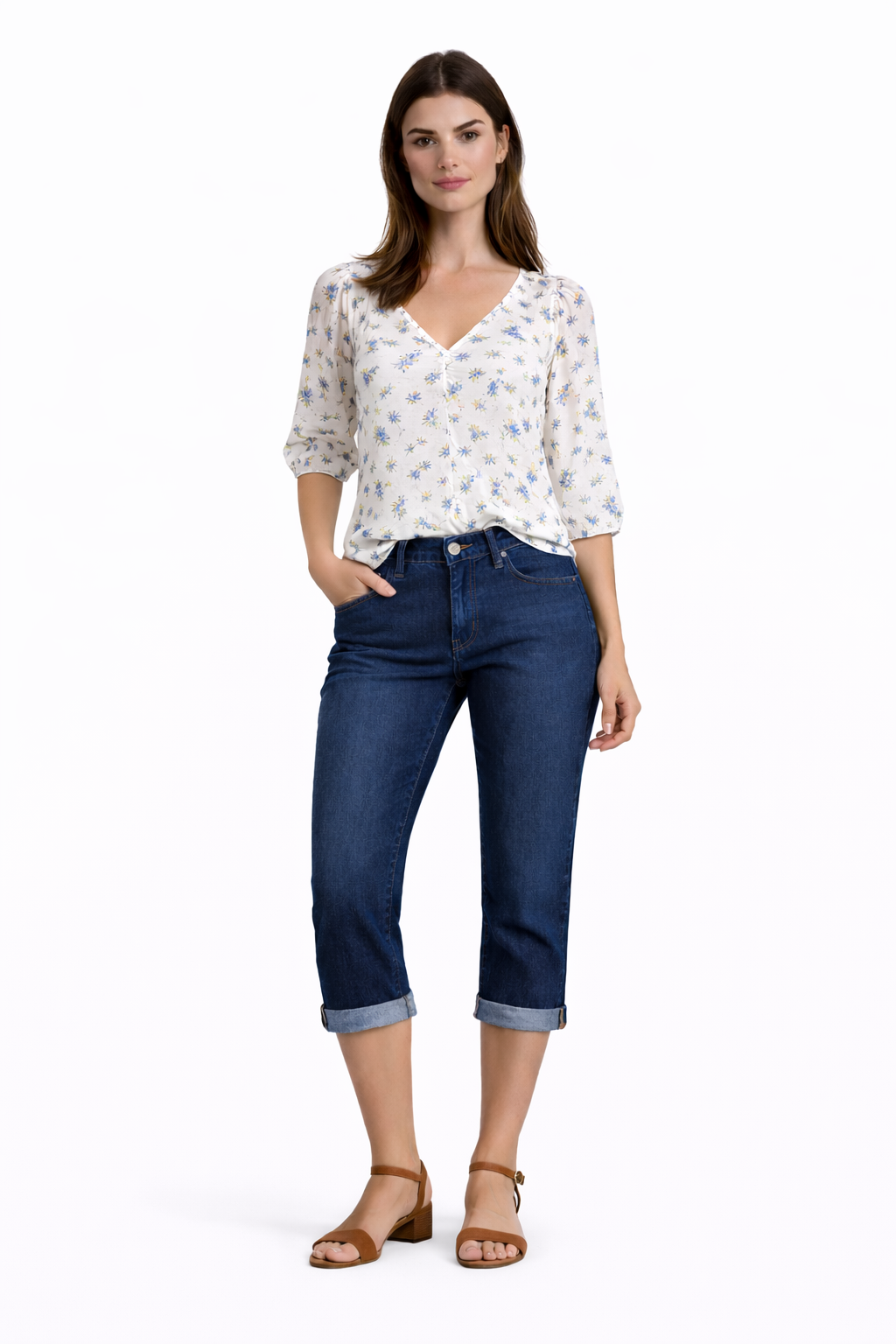 Stone Wash Denim Capri | Carreli Jeans®