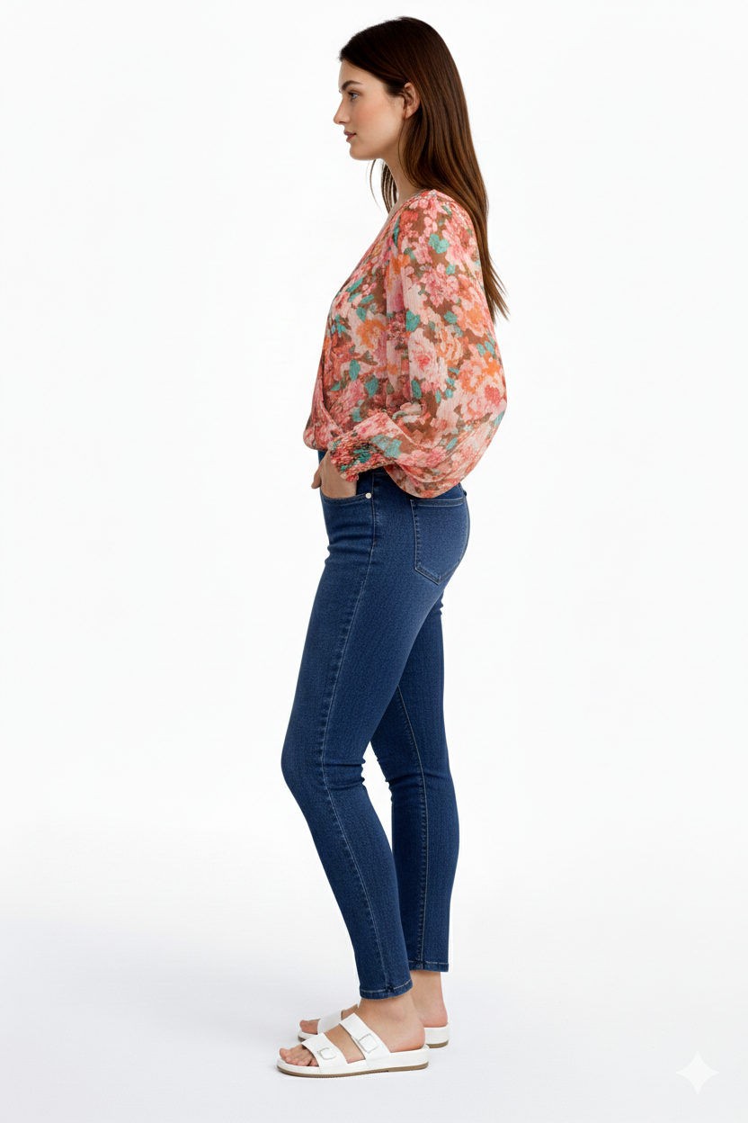 Stone Wash Premium Denim Ankle Slim Pull-On | Carreli Jeans®