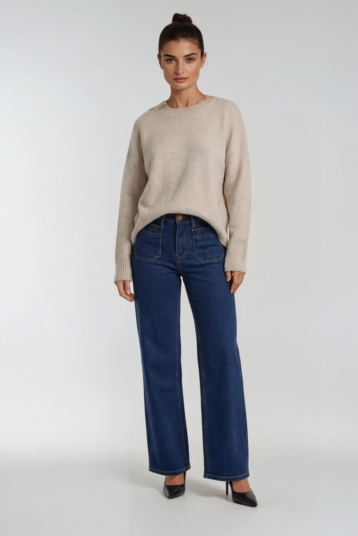 Premium Denim Flare with Front Patch Pockets 29" Inseam
