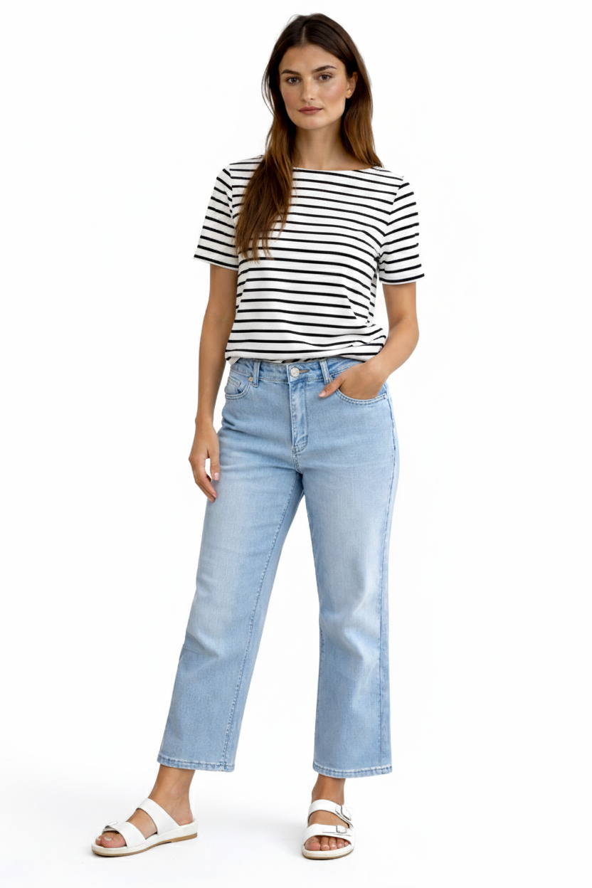 Bleach Wash Premium Denim Ankle Kick Flair | Carreli Jeans®