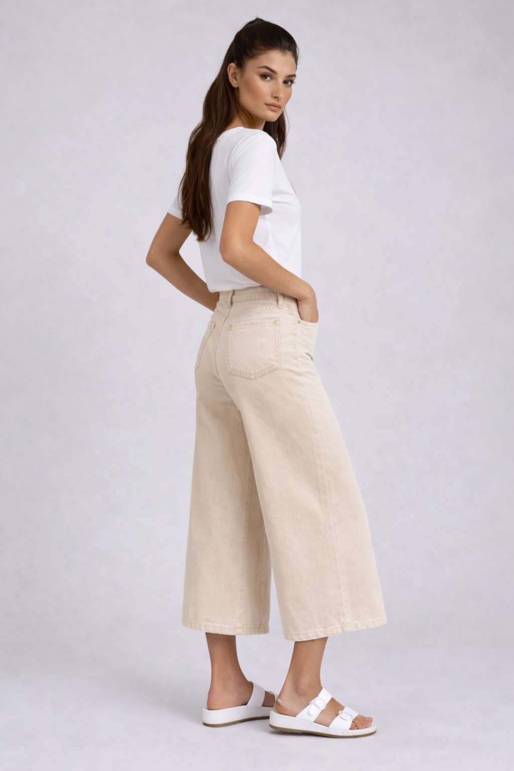 Bleached Sand Wash Premium Denim Gaucho Leg | Carreli Jeans®