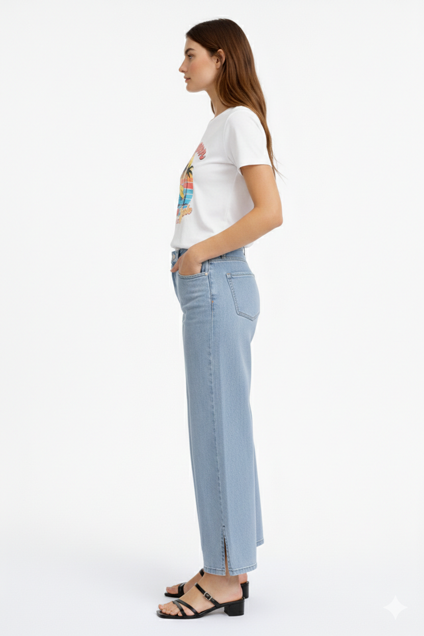 Bleach Wash Premium Denim Gaucho Leg | Carreli Jeans®