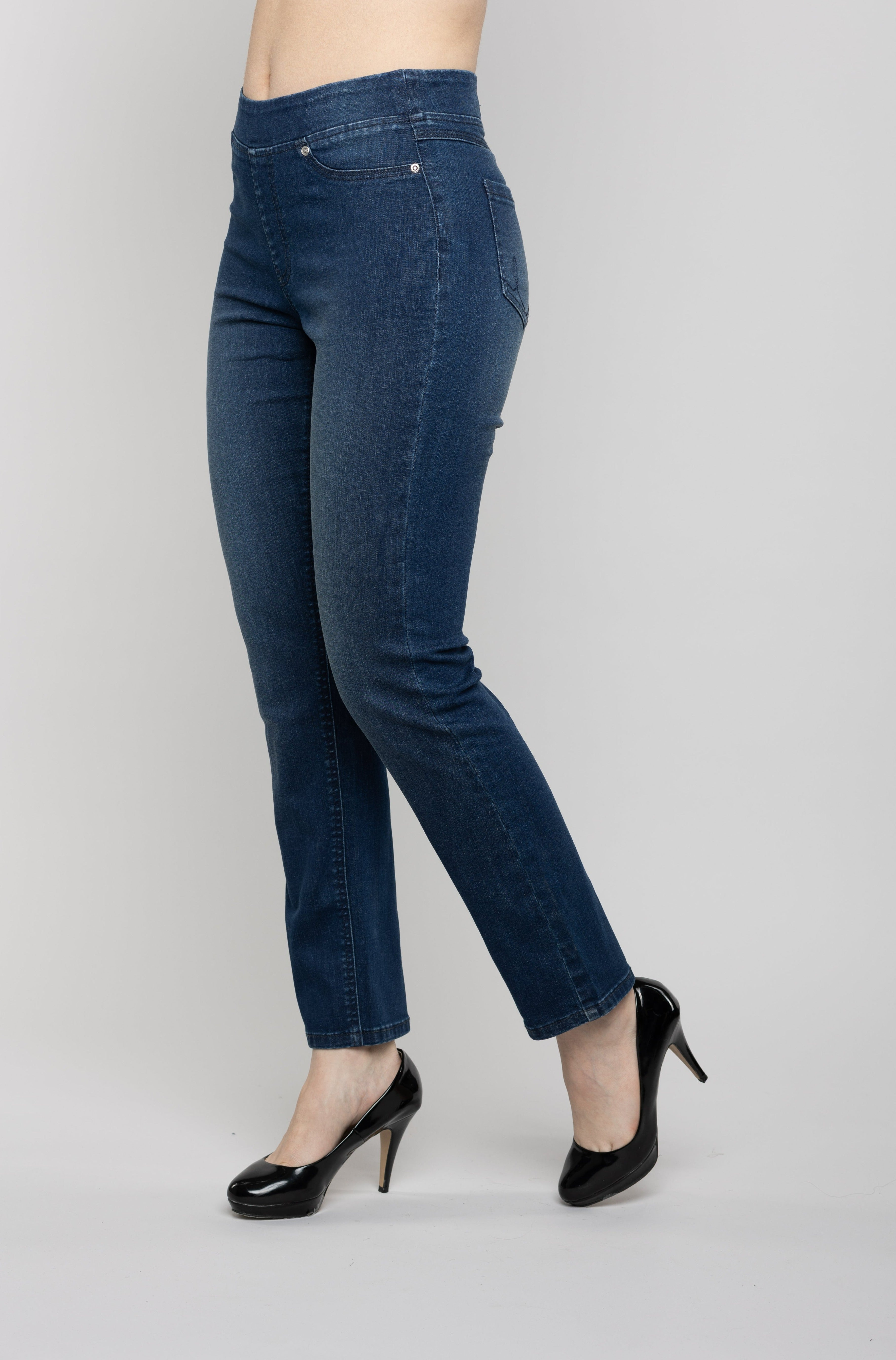 Carreli Jeans® | Angela Fit Straight Leg Pull-On in Blue Black Wash