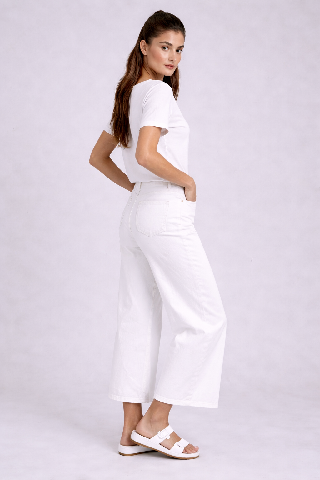 Premium Denim Gaucho in Bright White | Carreli Jeans®