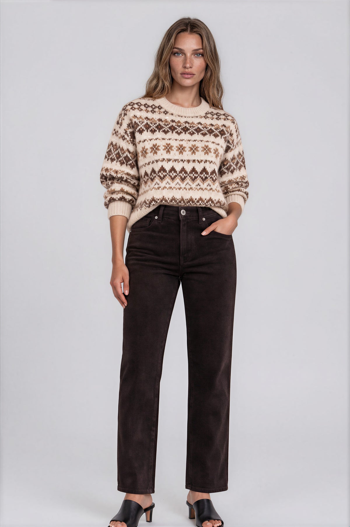 5-Pocket Straight Leg Corduroy Pant in Dark Chocolate | Carreli Jeans®