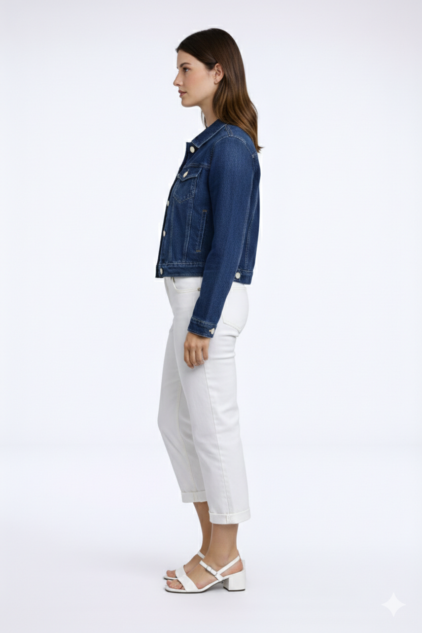 Dark Stone Premium Denim Jacket – Cropped Fit | Carreli Jeans®