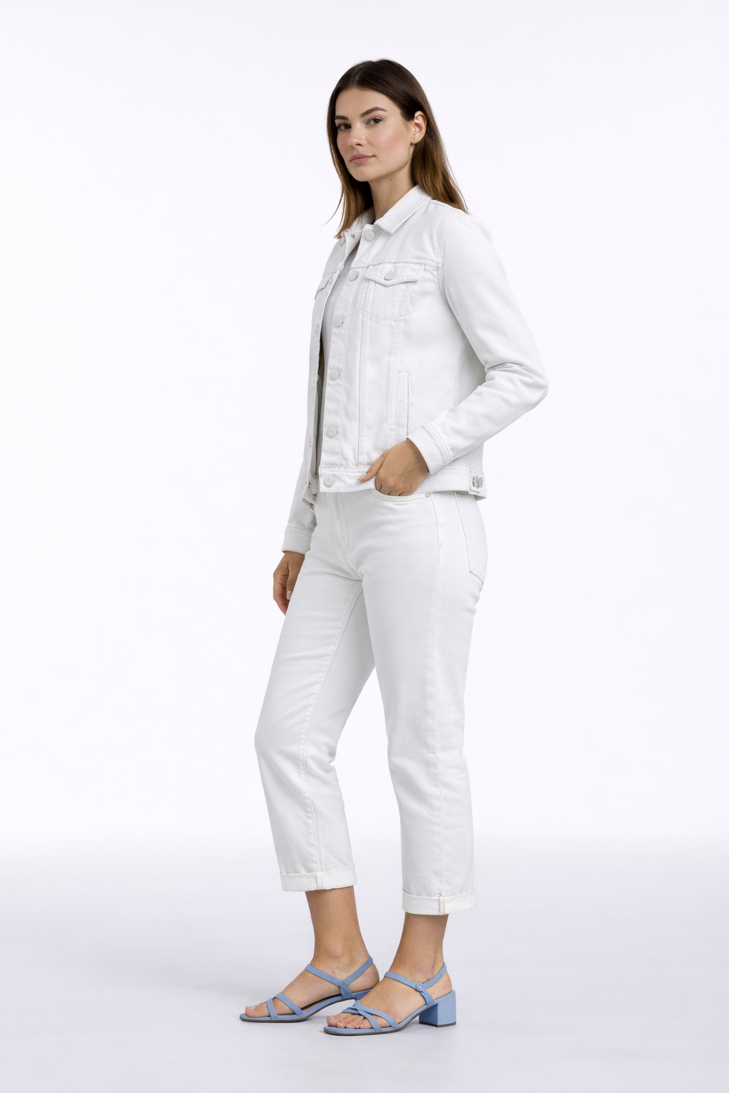 Bright White Stretch Denim Jacket – Classic Fit | Carreli Jeans®