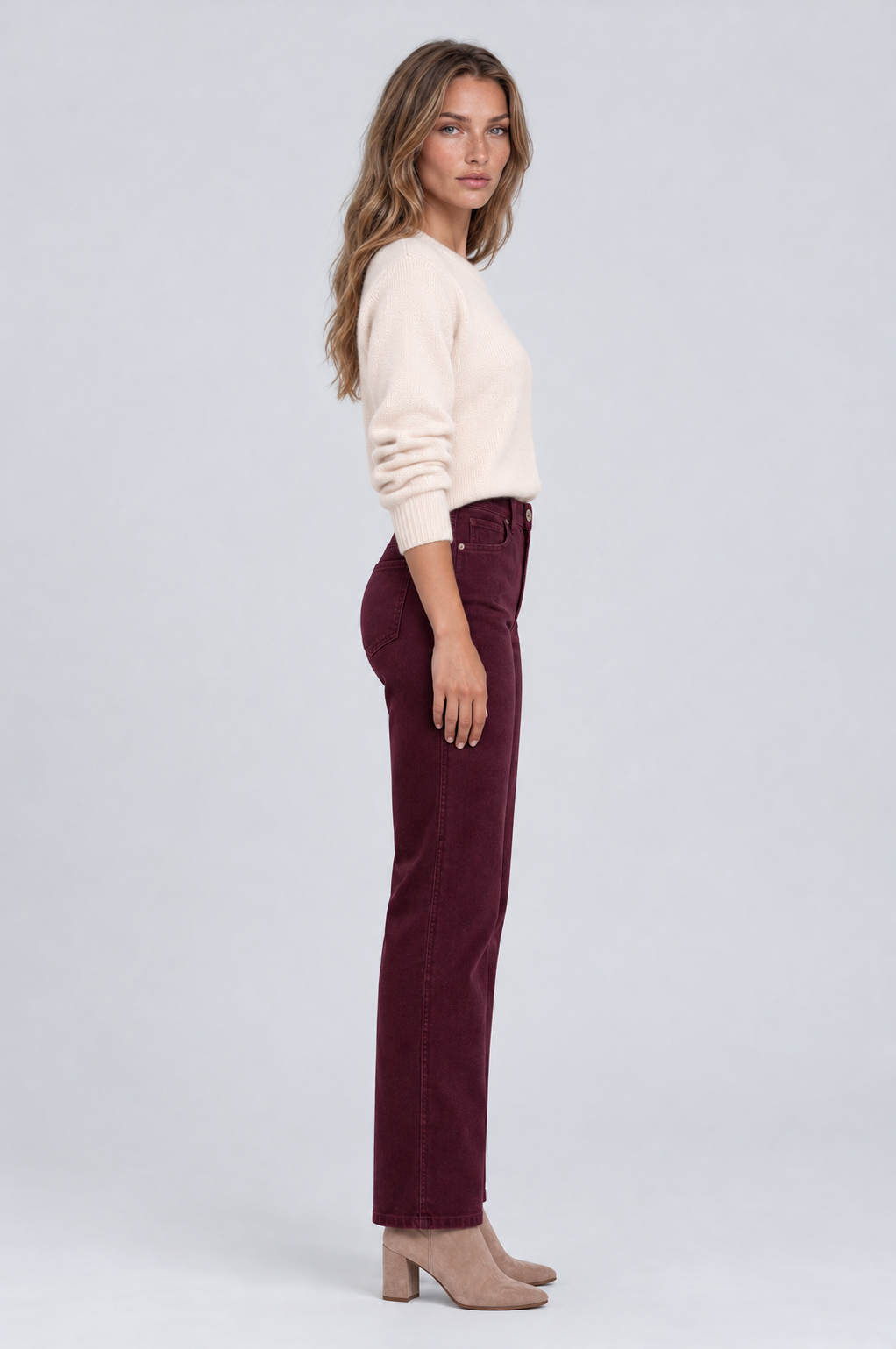 5-Pocket Straight Leg Corduroy Pant in Eggplant | Carreli Jeans®