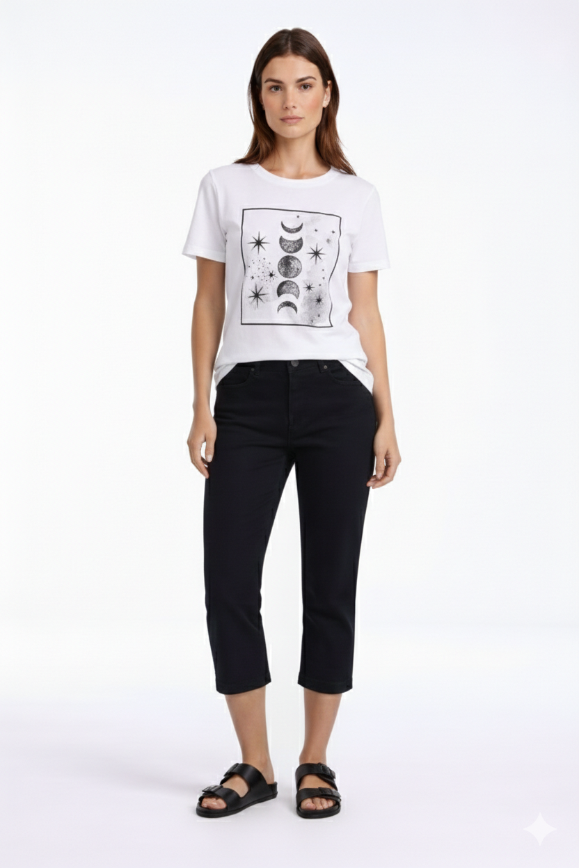 Black Premium Denim Capri | Carreli Jeans®