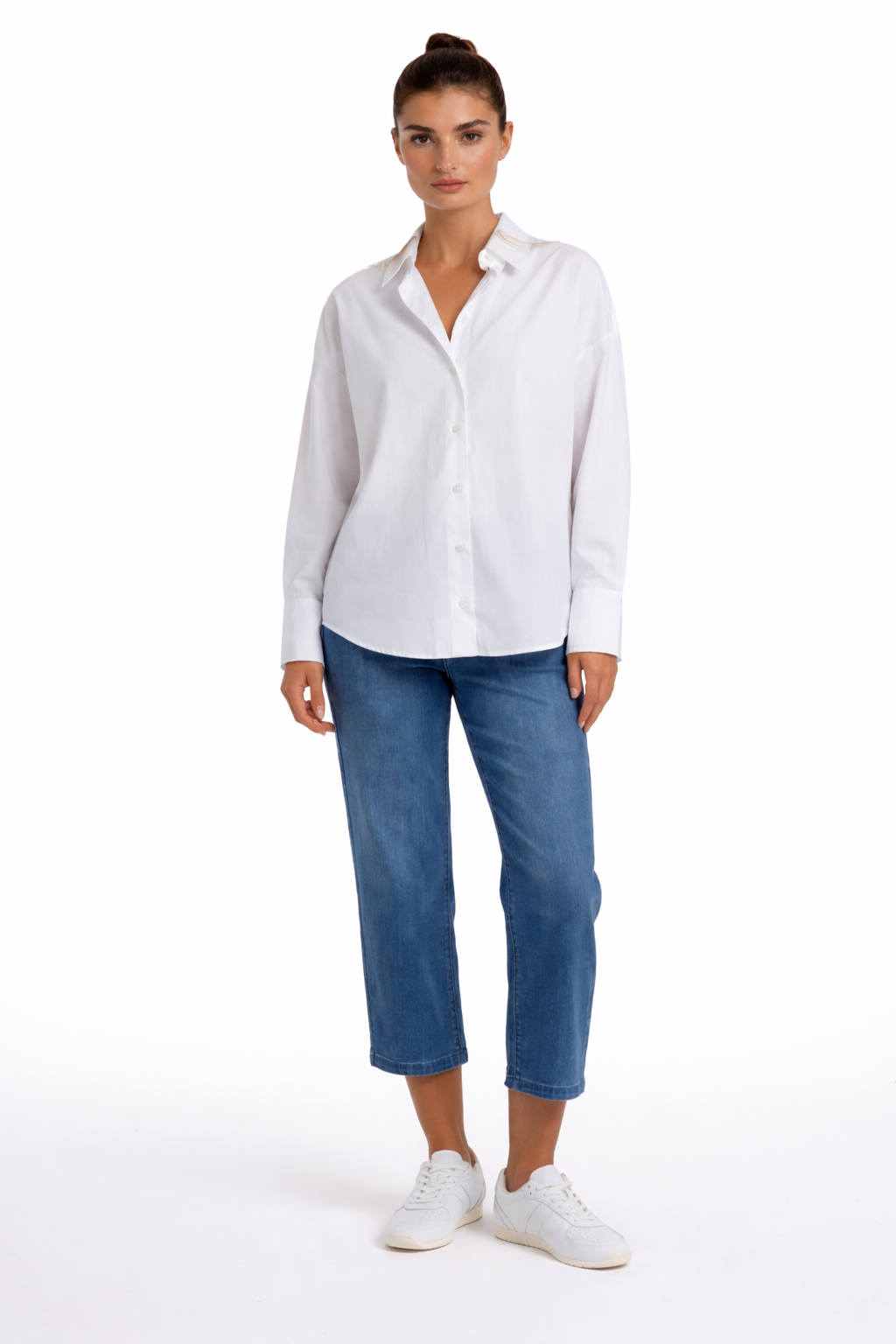 Mid Stone Wash Premium Denim Pull-On Ankle Kick Flair | Carreli Jeans®