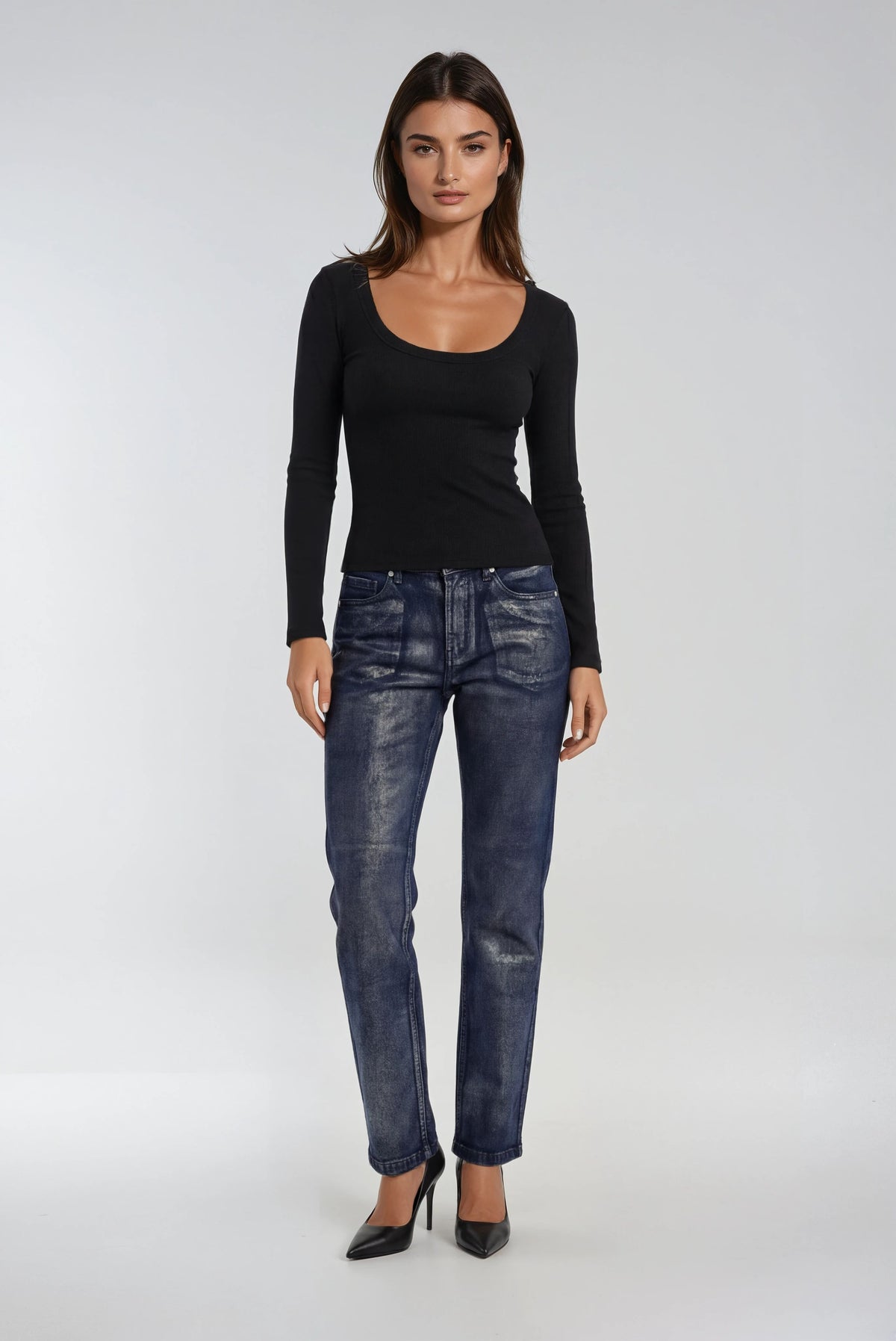 Premium Denim Foil with Diamond Button