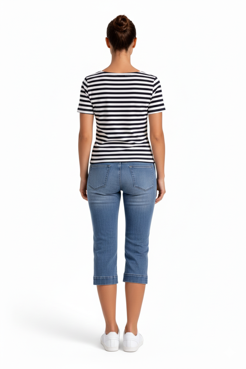 Bleach Wash Pedal Pusher| Carreli Jeans®