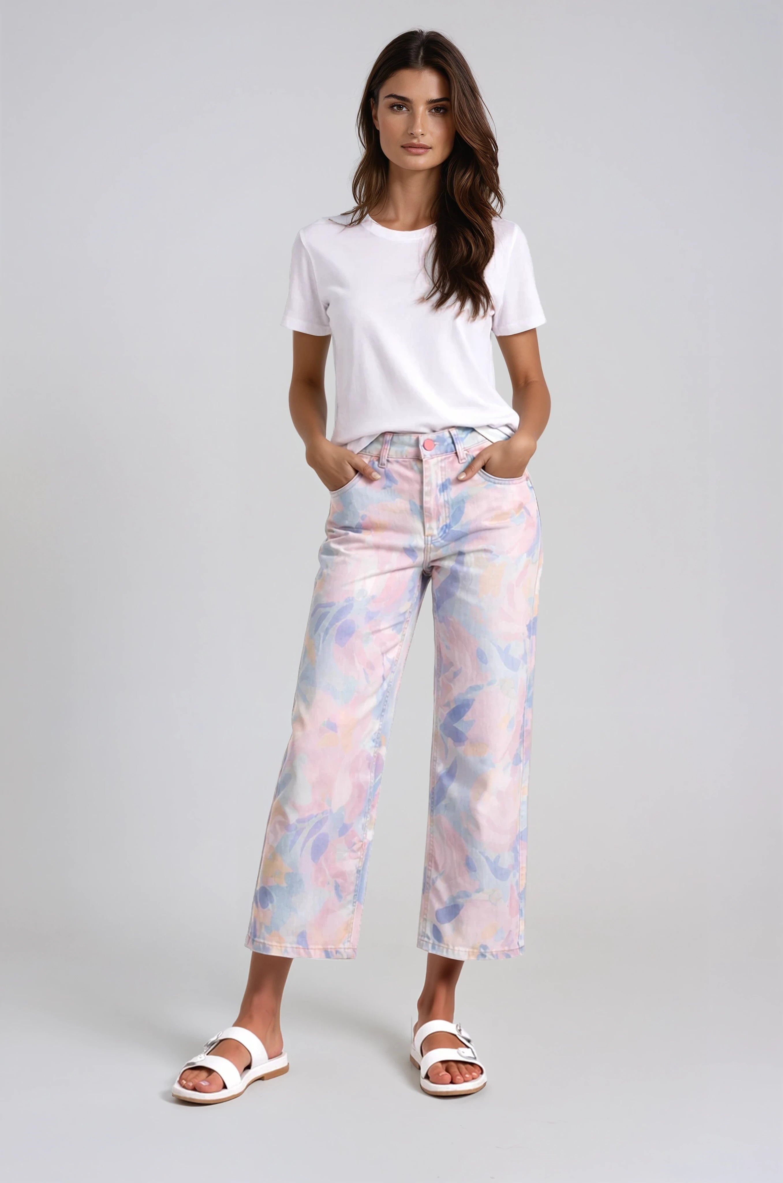 Premium Denim Ankle Kick Flare in Floral Print | Carreli Jeans®