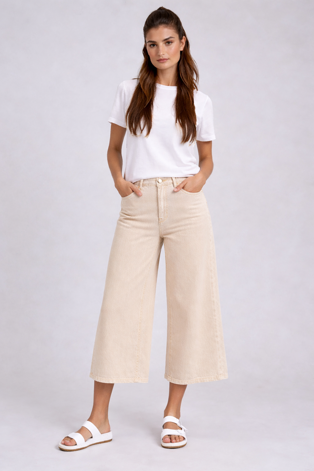 Bleached Sand Wash Premium Denim Gaucho Leg | Carreli Jeans®
