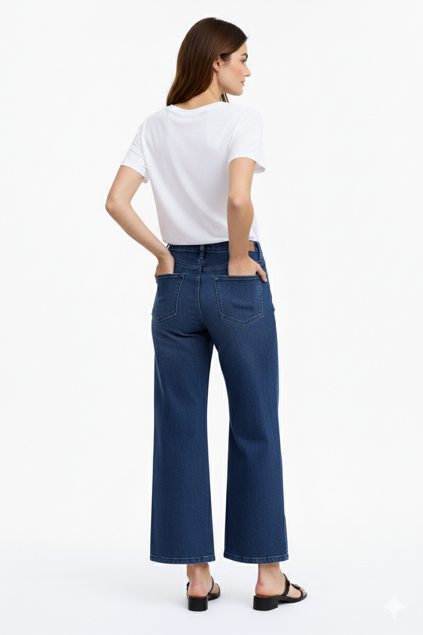 Mid Stone Wash Premium Denim Gaucho Leg | Carreli Jeans®