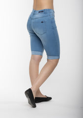 Carreli Jeans® | Angela Fit 5 Pocket Bermuda in Bleach Wash