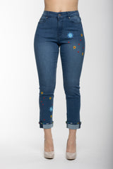Carreli Jeans® | Angela Fit Boyfriend with Embroideries in Blue Stone Wash