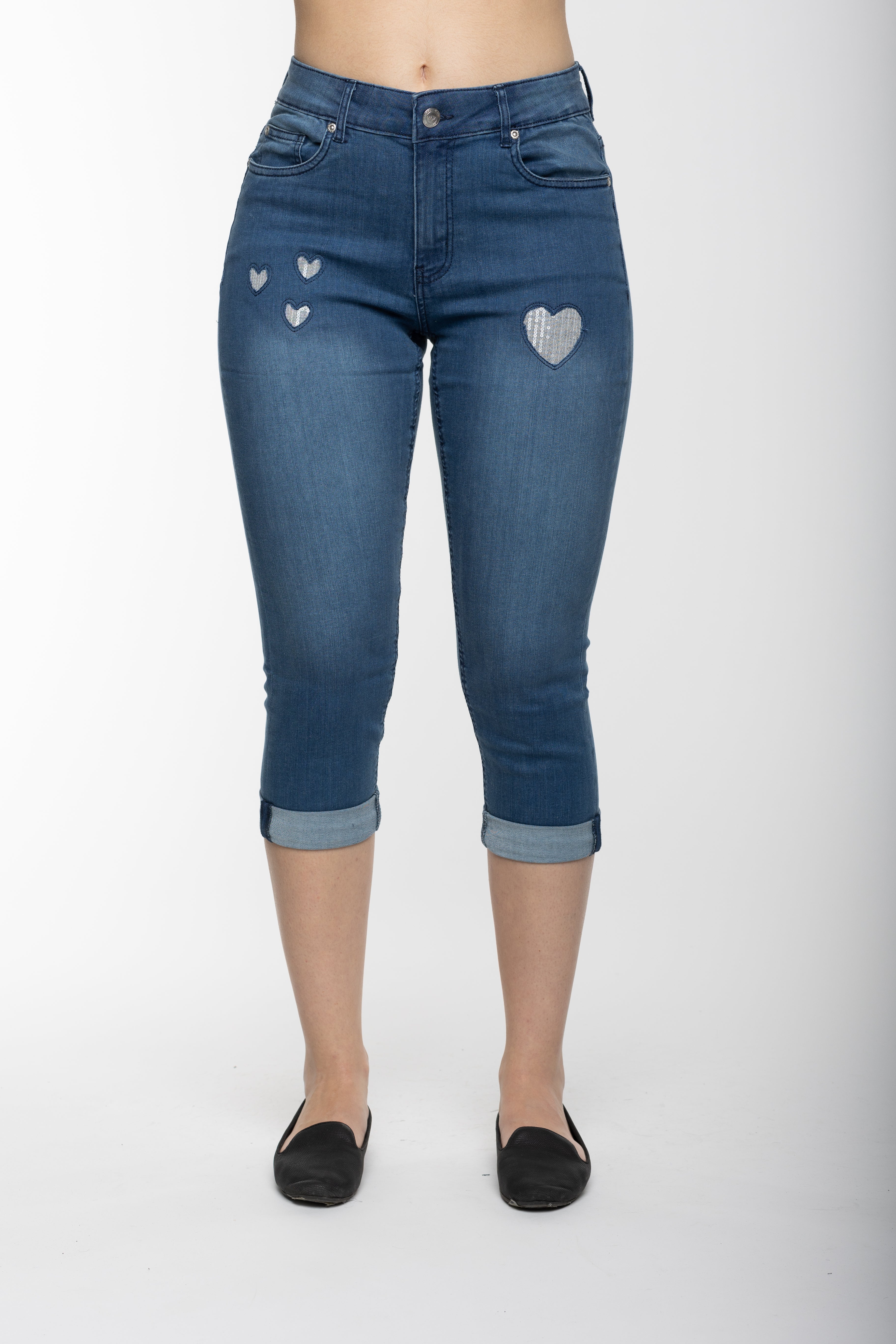 12~Earl Jeans Embellished Carpri's 2% Stretch Bling Capris Size 12 NEW