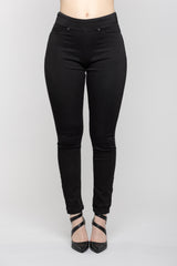 Angela Slim Leg Pull-On in Black French Terry Knit