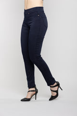 Angela Slim Leg Pull-On in Navy French Terry Knit