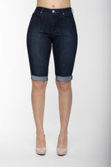 Carreli Jeans® | Premium Angela Fit 5 Pocket Bermuda in Dark Stone Wash