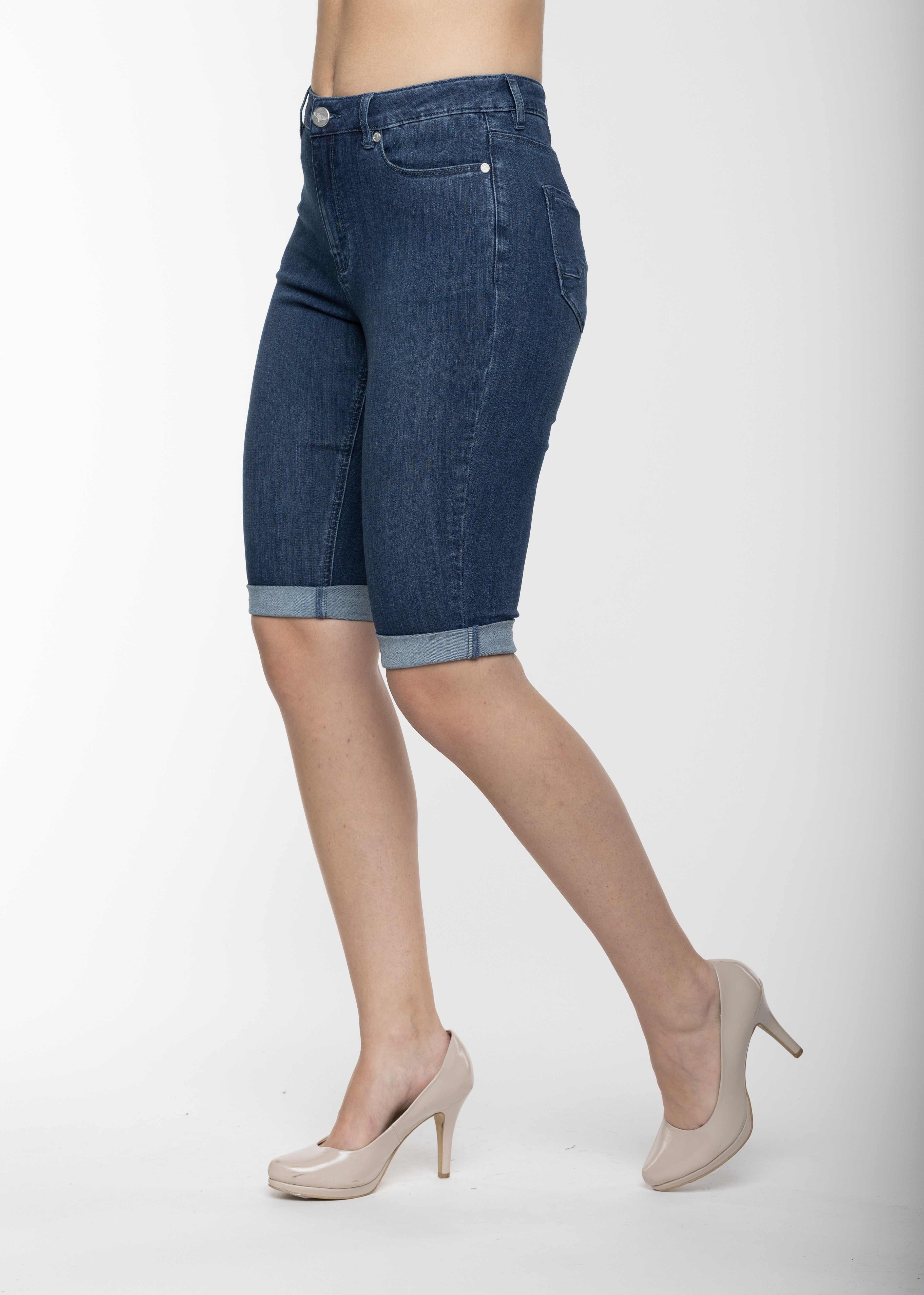 Carreli Jeans® | Premium Angela Fit 5 Pocket Bermuda in Stone Wash