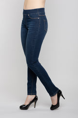Carreli Jeans® | Angela Fit Straight Pull-On in Dirty Wash with Contrast Stitching