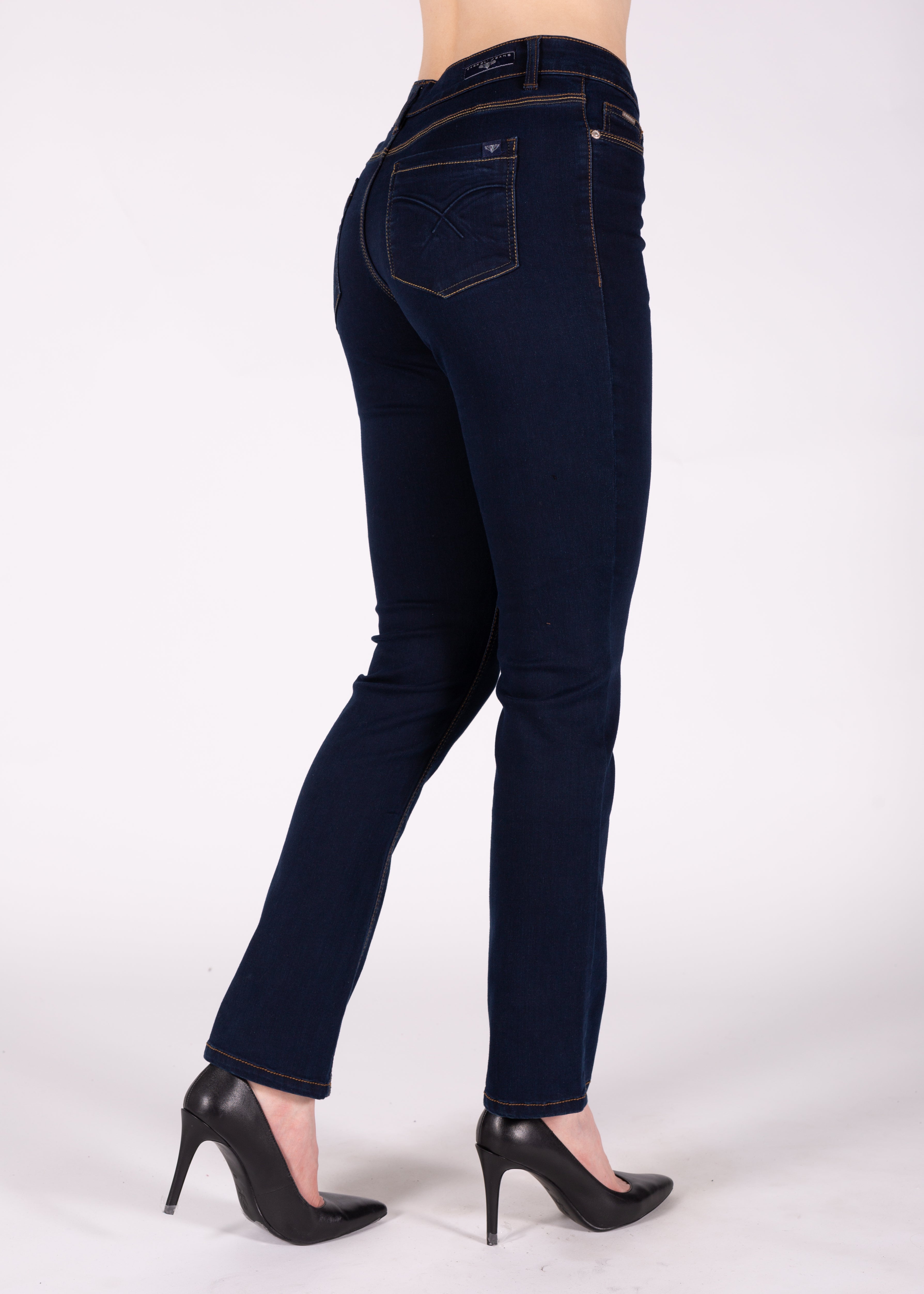 Sarah High Rise Straight Leg in Solid Blue